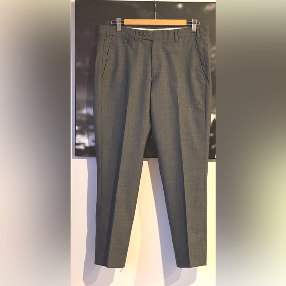 EPAULET Solid Gray Blend Mens Flat Front Luxury Pants Trousers - Picture 7 of 9